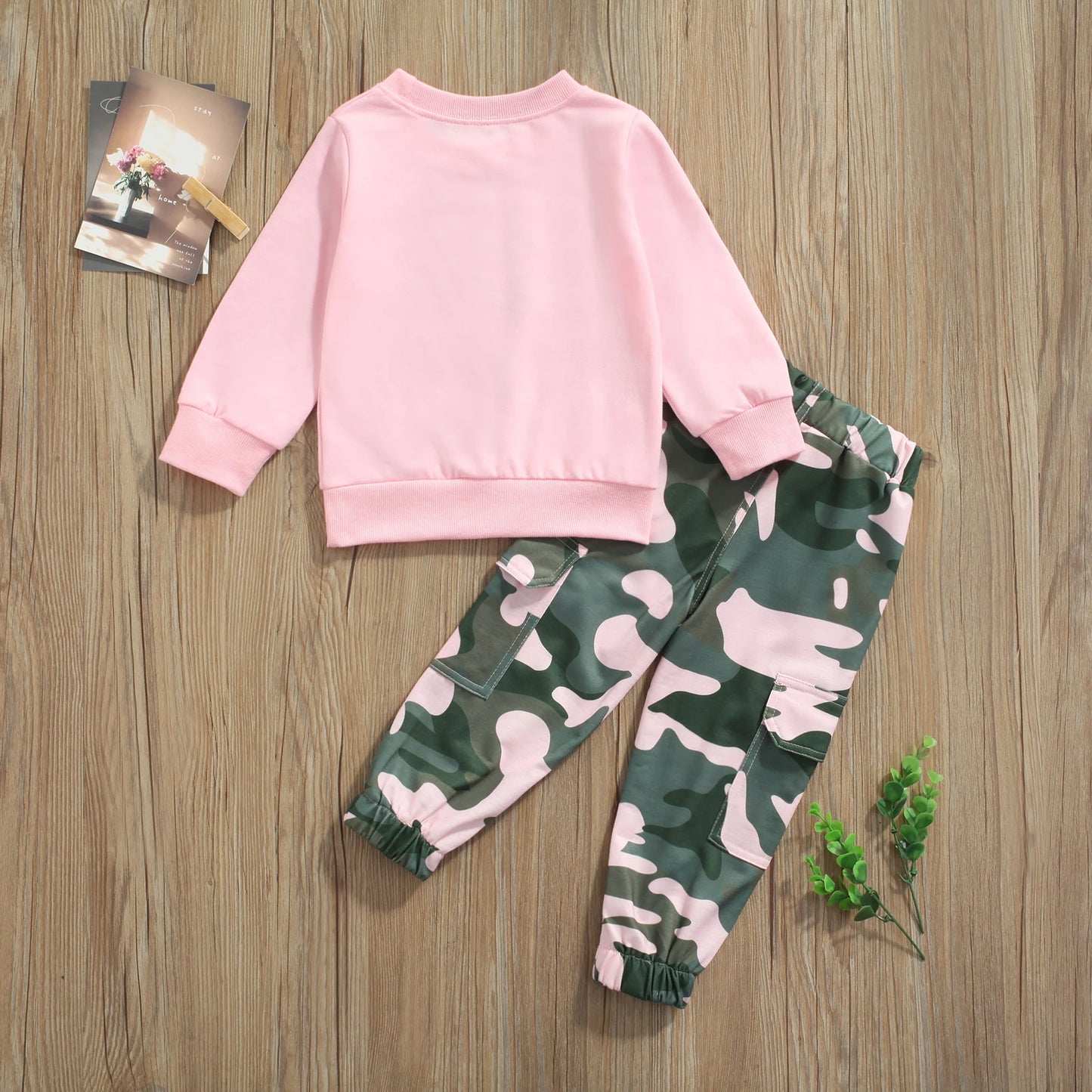 Toddler Girl Outfit Set of Camo Pants + Crewneck Sorry Daddy, You Now Have Two Bosses.