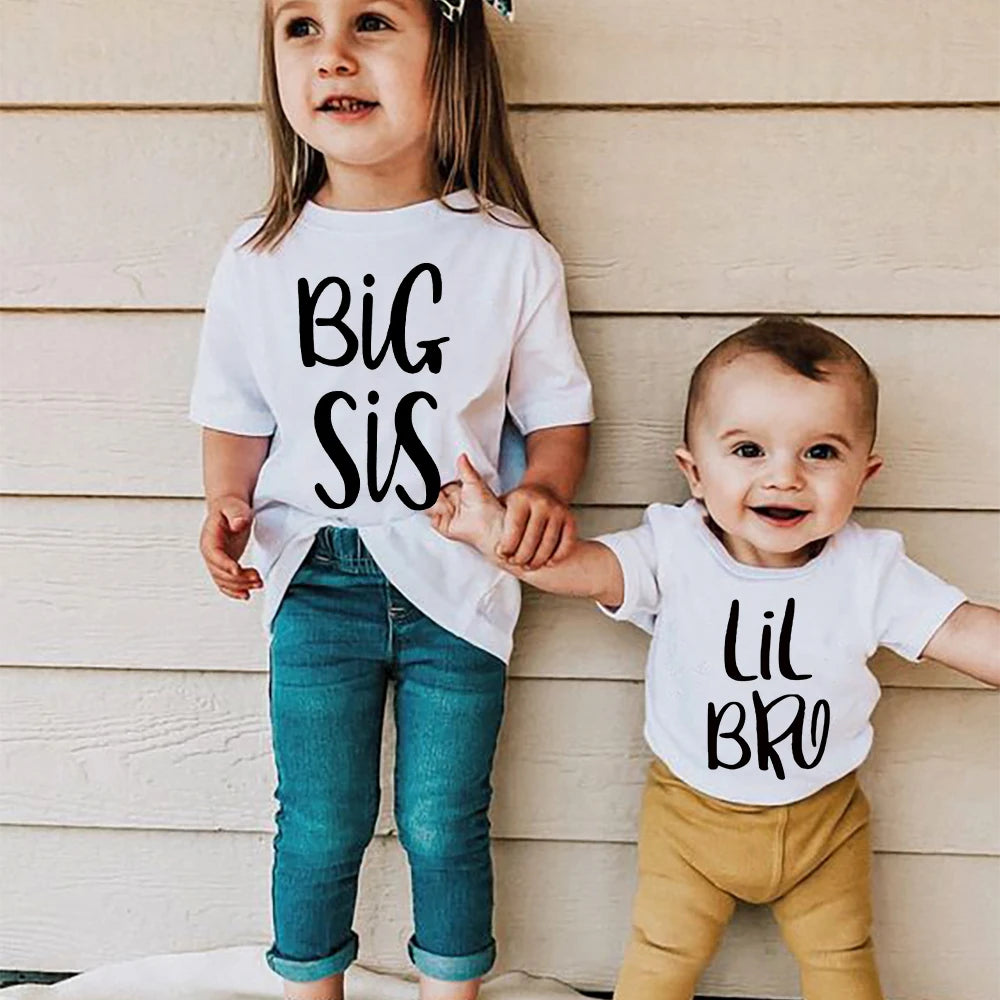 4 shirt set Matching Biggest Brother, Little online brother, Big Sister Sibling T shirt set Tees