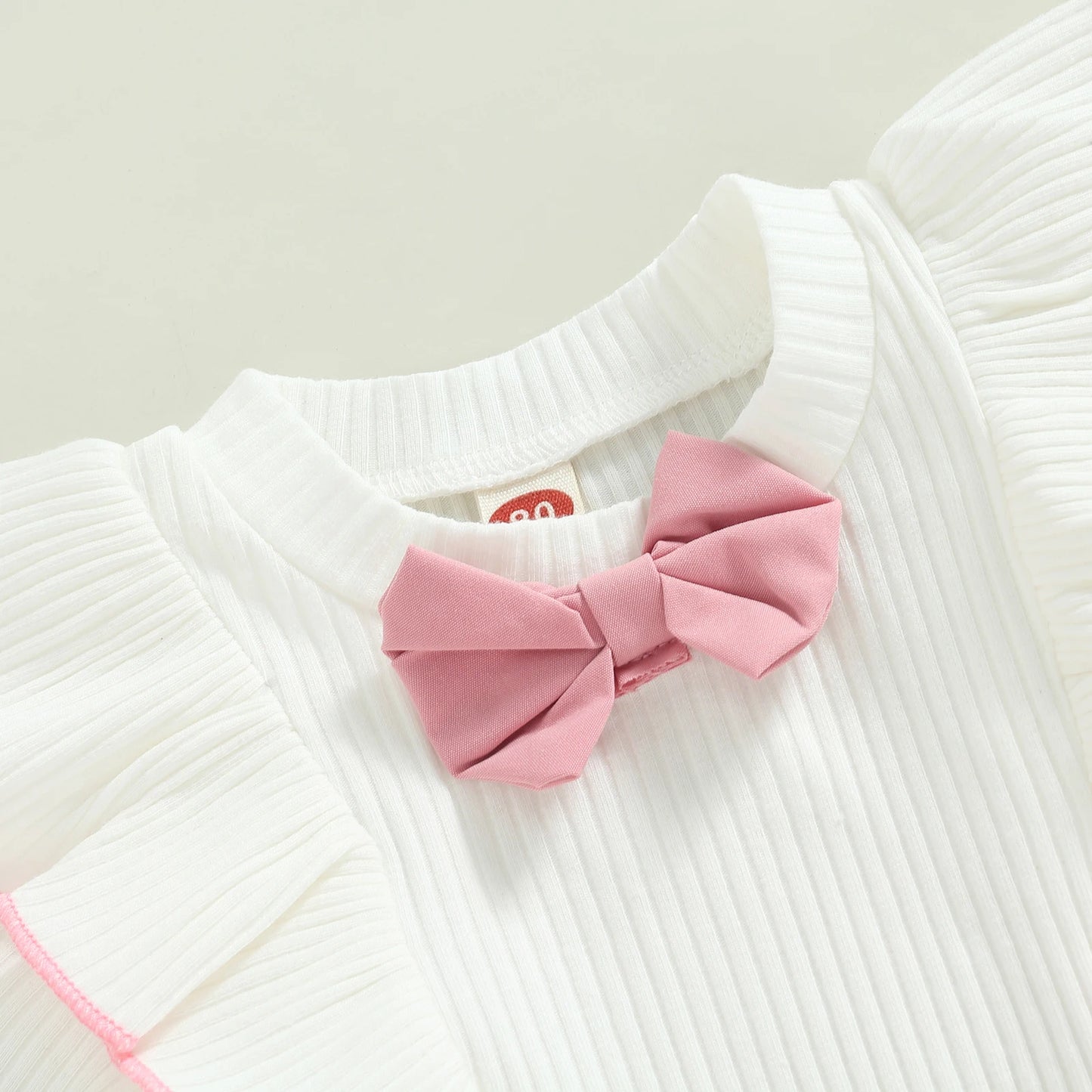 Toddler Girls' Set Of Short-Sleeved Ruffled Bow Top With Lace Up Shorts - Kidstors