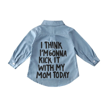 Kick it With My Mom Denim Toddler Shirt