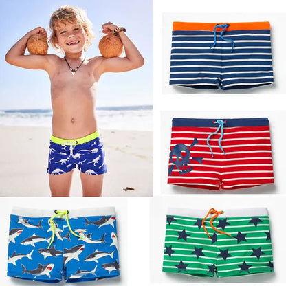 Green Star Print Kids Swim Shorts