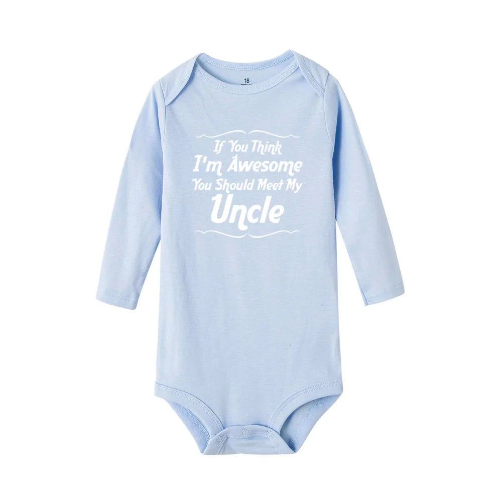 If You Think I’m Awesome, You Should Meet My Uncle Onesie in Light Blue