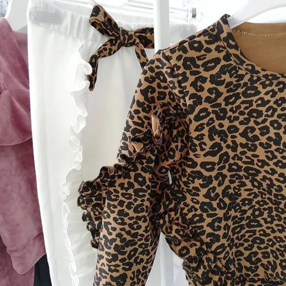 Set of Ruffle Leopard Tops + Leggings