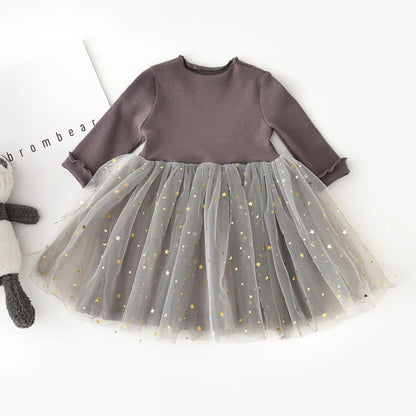 Starry Knit & Tulle Dress - Kidstors