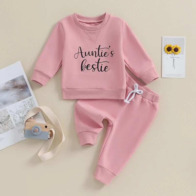 Auntie Bestie Set Of Pants + Crewneck - Kidstors