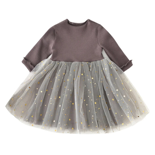 Starry Knit & Tulle Dress - Kidstors