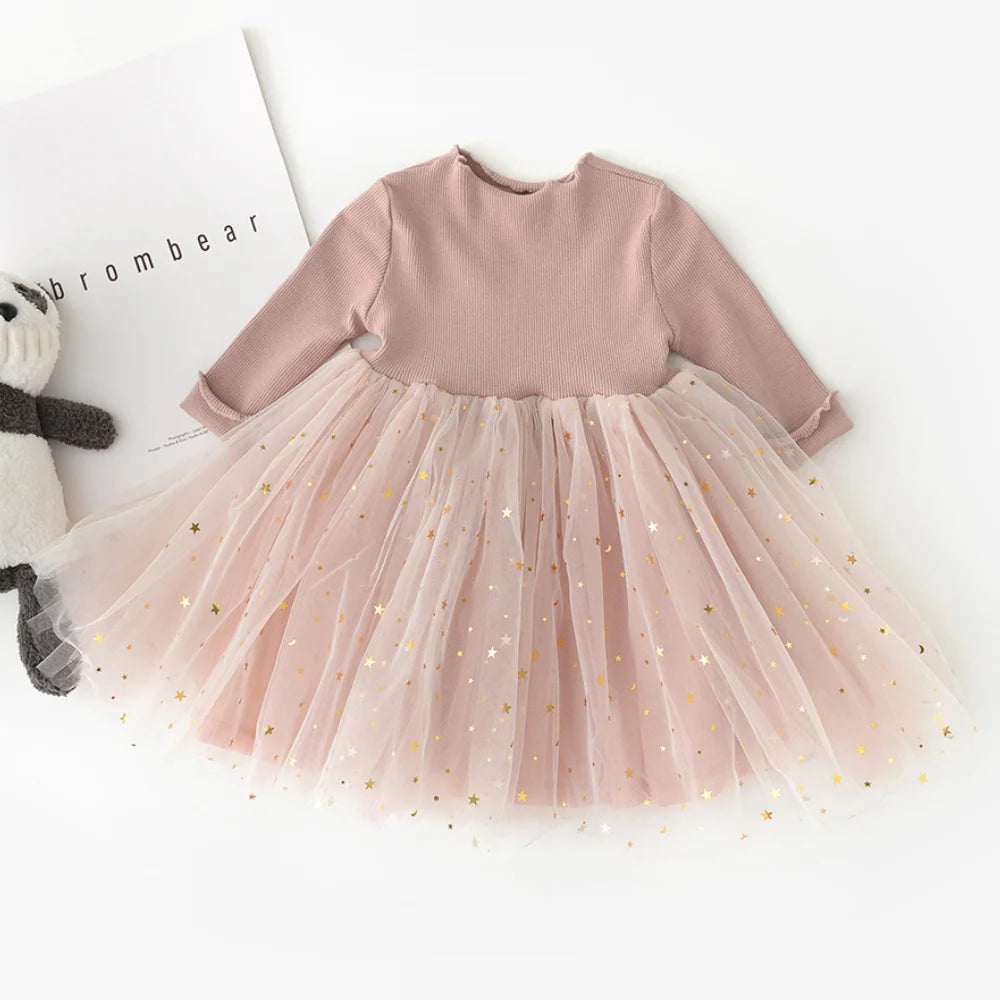 Starry Knit & Tulle Dress - Kidstors