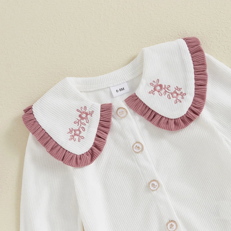 Corduroy Jumper & Embroidered Top Set