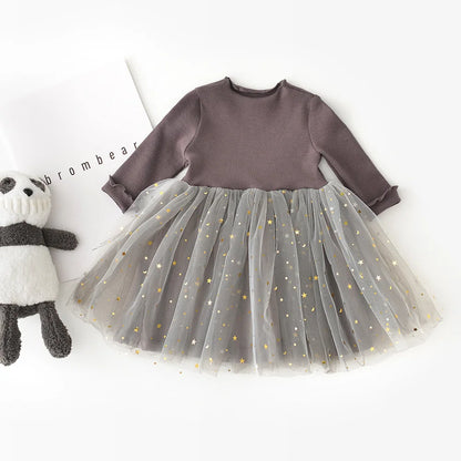 Starry Knit & Tulle Dress - Kidstors