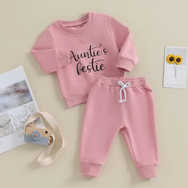 Auntie Bestie Set Of Pants + Crewneck - Kidstors