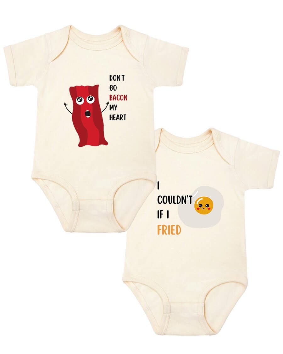 Don't go bacon my heart i couldnt if i fried twin onesies set - Kidstors